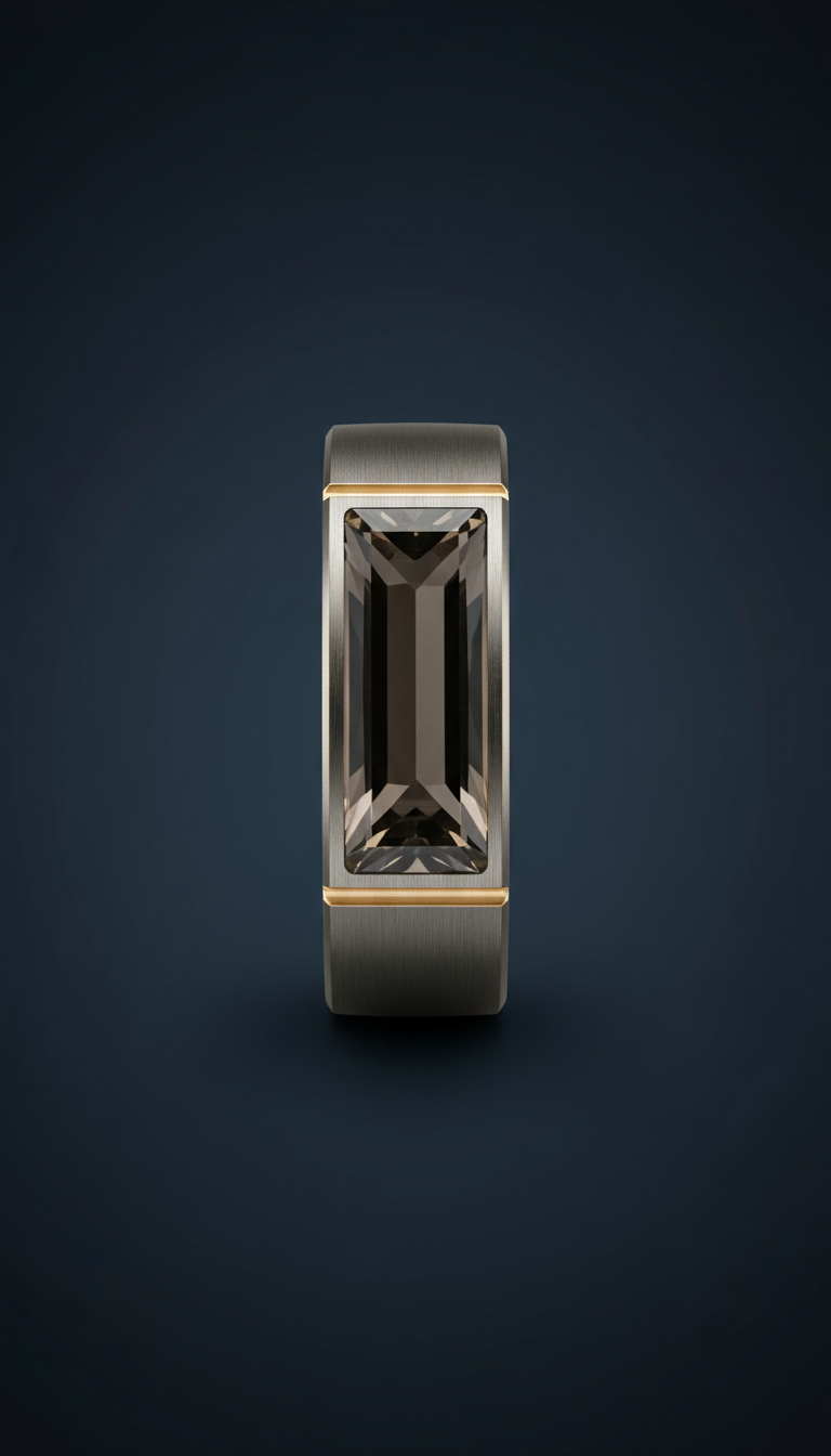Smoke Quartz Steel Smart Ring
